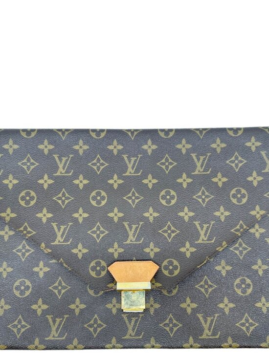 Louis Vuitton Handbags - Louis Vuitton  Poche Plate Envelope Monogram Canvas Clutch Brown